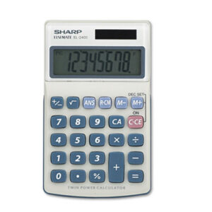 8-Digit Display; Calculator; Calculators; Dual Power; EL240SB; Handheld; Non-Printing; Pocket; Portable; SHARP; Solar; Mathematics; Science; Accounting; Calculation; Bookkeeping; Schools; Education