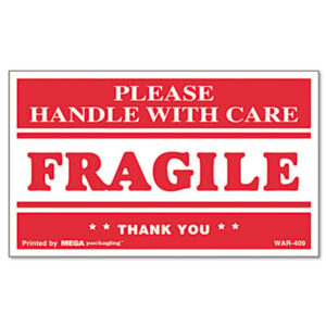 (UNV308383)UNV 308383 – Printed Message Self-Adhesive Shipping Labels, FRAGILE Handle with Care, 3 x 5, Red/Clear, 500/Roll by UNIVERSAL OFFICE PRODUCTS (1/RL)