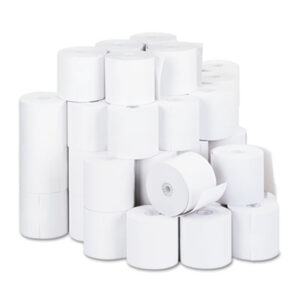 190 Feet; 2-3/4"; Cash Register; Cash Register Rolls; Paper; Paper Rolls; Point-of-Sale; POS Machine Rolls; Rolls; Plain Paper Rolls; Print Rolls; Tape; Tape Rolls; White; 50 Rolls per Carton; Cylindrical; Media; Documents; Imaging; Reproductions; Peripheral; Universal
