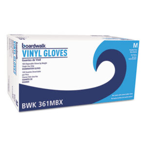 (BWK361MCT)BWK 361MCT – Exam Vinyl Gloves, Clear, Medium, 3 3/5 mil, 100/Box, 10 Boxes/Carton by BOARDWALK (1000/CT)