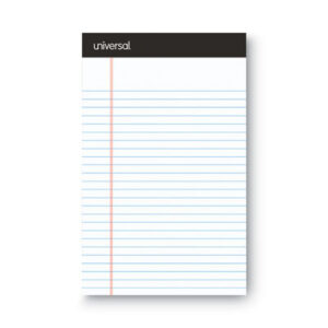 (UNV56300)UNV 56300 – Premium Ruled Writing Pads with Heavy-Duty Back, Narrow Rule, Black Headband, 50 White 5 x 8 Sheets, 6/Pack by UNIVERSAL OFFICE PRODUCTS (6/PK)