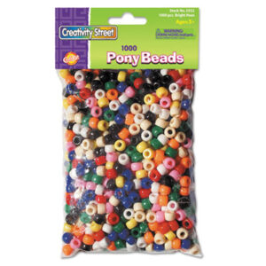 (CKC3552)CKC 3552 – Pony Beads, Plastic, 6 mm x 9 mm, Assorted Primary Colors, 1,000/Set by PACON CORPORATION (1000/PK)