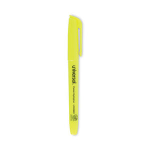 Chisel Tip; Fluorescent; Highlighter; Highlighters; Marker; Pens; Pocket; UNIVERSAL; Yellow Ink; Note-taking; Underscoring; Emphasis; Accentuate; School; Education; Students; Teachers; Hiliters; Hilighters; ITA36181