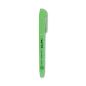 Chisel Tip; Fluorescent; Green Ink; Highlighter; Highlighters; Marker; Pens; Pocket; UNIVERSAL; Note-taking; Underscoring; Emphasis; Accentuate; School; Education; Students; Teachers; Hiliters; Hilighters; ITA36185