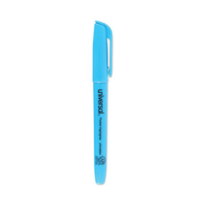 Blue Ink; Chisel Tip; Fluorescent; Highlighter; Highlighters; Marker; Pens; Pocket; UNIVERSAL; Note-taking; Underscoring; Emphasis; Accentuate; School; Education; Students; Teachers; Hiliters; Hilighters; ITA36184