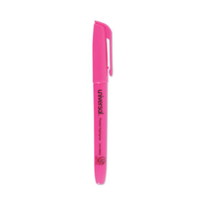 Chisel Tip; Fluorescent; Highlighter; Highlighters; Marker; Pens; Pink Ink; Pocket; UNIVERSAL; Note-taking; Underscoring; Emphasis; Accentuate; School; Education; Students; Teachers; Hiliters; Hilighters; ITA36183