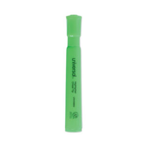 Chisel Tip; Desk; Fluorescent; Green Ink; Highlighter; Highlighters; Marker; Pens; UNIVERSAL; Note-taking; Underscoring; Emphasis; Accentuate; School; Education; Students; Teachers; Hiliters; Hilighters; ITA01525