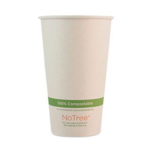 Compostable Food Service; Compostable Tableware; Compostable NoTree 16 oz Paper Hot Cup; Biodegradable Food Service; Biodegradable NoTree 16 oz Paper Hot Cup; Sugarcane Paper; Sugarcane Bagasse; World Centric; 100% Compostable