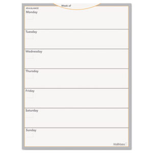 (AAGAW503028)AAG AW503028 – WallMates Self-Adhesive Dry Erase Weekly Planning Surfaces, 18 x 24, White/Gray/Orange Sheets, Undated by AT-A-GLANCE (1/EA)