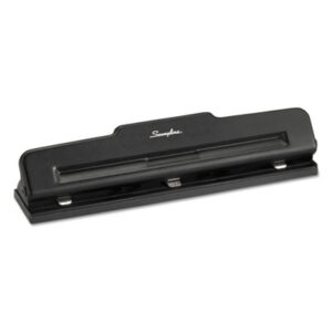 3-Hole; 9/32" Diameter; Adjustable; Black; Hole Punch; Paper Punch; Punch; Punches; SWINGLINE; Three-Hole Punch; Bore; Puncture; Pierce; Desktop; Holes