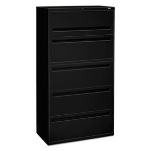 Office Furniture; 36" Wide; 700 Series; Black; Cabinet; Drawer; File Cabinet; File Cabinets; Five-Drawer; Lateral File; Metal; Filing; Systems; Receptacles; Organization; Furniture; Files; Brigade; HON