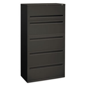 Office Furniture; 36" Wide; 700 Series; Cabinet; Charcoal; Drawer; File Cabinet; File Cabinets; Five-Drawer; Lateral File; Metal; Filing; Systems; Receptacles; Organization; Furniture; Files; Brigade; HON