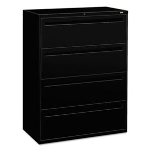 Office Furniture; 42" Wide; 700 Series; Black; Cabinet; Drawer; File Cabinet; File Cabinets; Four-Drawer; Lateral File; Metal; Filing; Systems; Receptacles; Organization; Furniture; Files; Brigade; HON