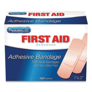 Adhesive Plastic Bandages; Adhesive Strip; Bandages; FIRST AID; First Aid Cabinet; First Aid Kit; First Aid Only; Medical Supplies; Medicine; OSHA; Refills; Safety & Security; Wound Dressing; First-Aid; Medical; Compresses; Dressings; Coverings; Wounds; Doctors