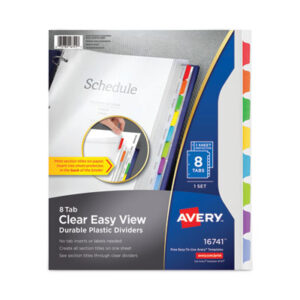 (AVE16741)AVE 16741 – Clear Easy View Plastic Dividers with Multicolored Tabs and Sheet Protector, 8-Tab, 11 x 8.5, Clear, 1 Set by AVERY PRODUCTS CORPORATION (8/ST)