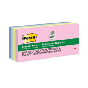 1-1/2 x 2; 3M; 3M Post-It; 3M Post-It Notes; Assorted Colors; Note Pads; Notes; Pads; Pastel; POST-IT; Post-It Notes; Recycled; Recycled Products; Self-Stick; Self-Stick Note; Tabs; Stickers; Bookmarks; Tags; Memos; Stationery; Desktop; Sticky Notes