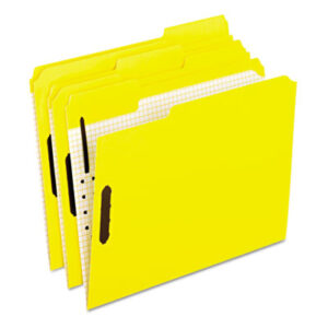 1/3 Cut Tab; Classification Folder; Embossed Fastener; File Folder; Heavy-Duty; Letter Size; PENDAFLEX; Prong Fastener; Recycled; Recycled Products; Top Tab; Yellow; Sleeves; Sheaths; Shells; Ordering; Storage; Files