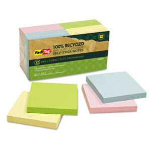 100% Recycled Colored 3 x 3 Self-Stick Notes; Notes; Recycled; Recycled Products; REDI-TAG; Self-Adhesive; Self-Stick; Tabs; Stickers; Bookmarks; Tags; Memos; Stationery; Desktop; Sticky Notes;diverse iD;DIVERSE ID;Diverse iD;Minority Company;Minority Business Enterprise