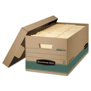 Fellowes; FEL; Storage; Box; Earth Series; Stor/File; Recycled; 100%; 1270201; Kraft; Green; 12; Carton; Letter; Bankers Box®; File Boxes; File Boxes; Storage Boxes; Storage File Box; Containers; Cartons; Cases; Crates