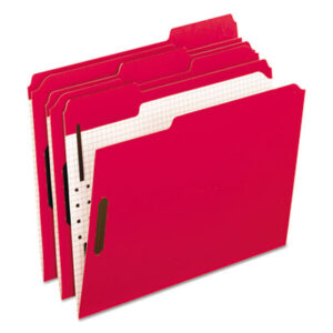 1/3 Cut Tab; Classification Folder; Embossed Fastener; Fastener Folders; File Folder; Heavy-Duty; Letter Size; PENDAFLEX; Prong Fastener; Recycled; Recycled Products; Red; Top Tab; Sleeves; Sheaths; Shells; Ordering; Storage; Files