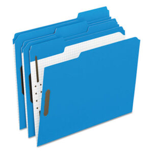 1/3 Cut Tab; Blue; Classification Folder; Embossed Fastener; Fastener Folders; File Folder; Heavy-Duty; Letter Size; PENDAFLEX; Prong Fastener; Recycled; Recycled Products; Top Tab; Sleeves; Sheaths; Shells; Ordering; Storage; Files