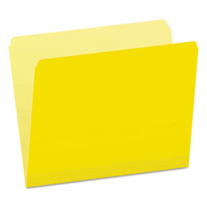 Colored; File Folders; Folders; Letter Size; PENDAFLEX; Recycled Product; Straight Cut; Top-Tab; Two-Tone Reversible; Yellow; Sleeves; Sheaths; Shells; Ordering; Storage; Files