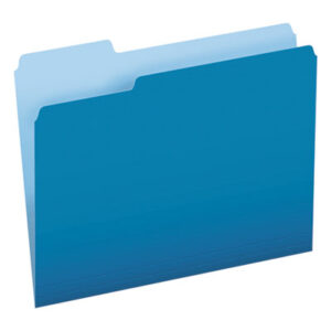 1/3 Cut; Assorted Positions; Blue; Colored; File Folders; Folders; Letter Size; PENDAFLEX; Recycled Product; Top-Tab; Two-Tone Reversible; Sleeves; Sheaths; Shells; Ordering; Storage; Files