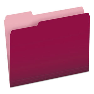 1/3 Cut; Assorted Positions; Burgundy; Colored; File Folders; Folders; Letter Size; PENDAFLEX; Recycled Product; Top-Tab; Two-Tone Reversible; Sleeves; Sheaths; Shells; Ordering; Storage; Files