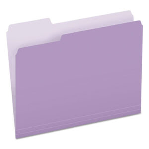 1/3 Cut; Assorted Positions; Colored; File Folders; Folders; Lavender; Letter Size; PENDAFLEX; Recycled Product; Top-Tab; Two-Tone Reversible; Sleeves; Sheaths; Shells; Ordering; Storage; Files