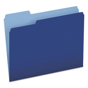 1/3 Cut; Assorted Positions; Colored; File Folders; Folders; Letter Size; Navy; PENDAFLEX; Recycled Product; Top-Tab; Two-Tone Reversible; Sleeves; Sheaths; Shells; Ordering; Storage; Files