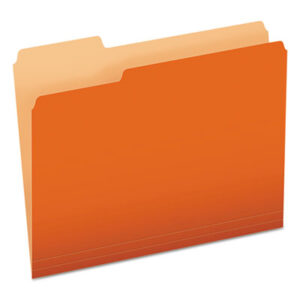 1/3 Cut; Assorted Positions; Colored; File Folders; Folders; Letter Size; Orange; PENDAFLEX; Recycled Product; Top-Tab; Two-Tone Reversible; Sleeves; Sheaths; Shells; Ordering; Storage; Files