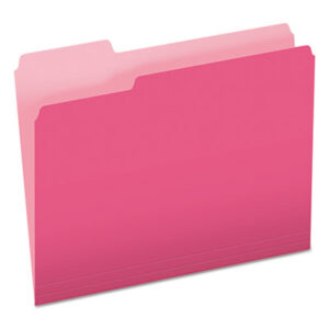 1/3 Cut; Assorted Positions; Colored; File Folders; Folders; Letter Size; PENDAFLEX; Pink; Recycled Product; Top-Tab; Two-Tone Reversible; Sleeves; Sheaths; Shells; Ordering; Storage; Files