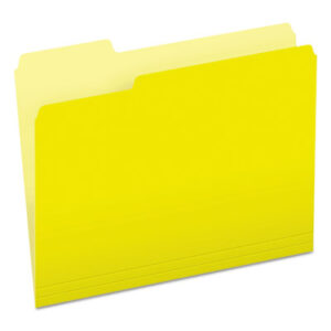 1/3 Cut; Assorted Positions; Colored; File Folders; Folders; Letter Size; PENDAFLEX; Recycled Product; Top-Tab; Two-Tone Reversible; Yellow; Sleeves; Sheaths; Shells; Ordering; Storage; Files