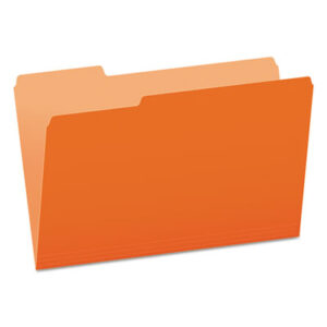 1/3 Cut; Assorted Positions; Colored; File Folders; Folders; Legal Size; Orange; PENDAFLEX; Recycled Product; Top-Tab; Two-Tone Reversible; Sleeves; Sheaths; Shells; Ordering; Storage; Files