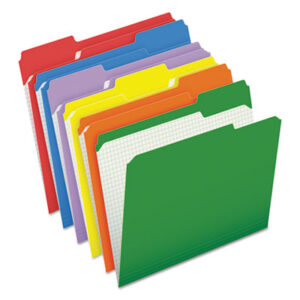 1/3 Cut; Assorted Colors; Assorted Positions; Assortment; Colored; Double-Ply; File Folders; Folders; Interior Grid; Letter Size; PENDAFLEX; Recycled Product; Reinforced; Top-Tab; Sleeves; Sheaths; Shells; Ordering; Storage; Files