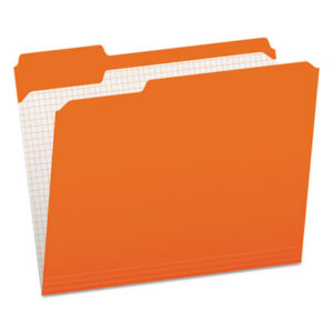 1/3 Cut; Assorted Positions; Colored; Double-Ply; File Folders; Folders; Interior Grid; Letter Size; Orange; PENDAFLEX; Recycled Product; Reinforced; Top-Tab; Sleeves; Sheaths; Shells; Ordering; Storage; Files