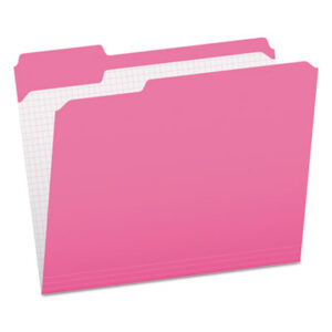 1/3 Cut; Assorted Positions; Colored; Double-Ply; File Folders; Folders; Interior Grid; Letter Size; PENDAFLEX; Pink; Recycled Product; Reinforced; Top-Tab; Sleeves; Sheaths; Shells; Ordering; Storage; Files