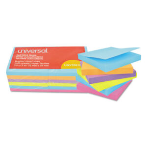 3 x 3; Assorted; Note Pads; Ruled; Self-Stick Note Pads; Self-Stick Notes; Ultra; Ultra Colors; UNIVERSAL; Tabs; Stickers; Bookmarks; Tags; Memos; Stationery; Desktop; Notes; Sticky Notes; SPR19822; BSN36615