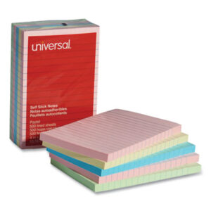 4 x 6; Assorted; Note Pads; Pastel Colors; Pastels; Ruled; Self-Stick Note Pads; Self-Stick Notes; Standard; UNIVERSAL; Tabs; Stickers; Bookmarks; Tags; Memos; Stationery; Desktop; Notes; Sticky Notes; SPR19850; BSN16501