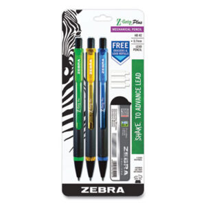 (ZEB55403)ZEB 55403 – Z-Grip Plus Mechanical Pencil, 0.7 mm, HB (#2), Black Lead, Assorted Barrel Colors, 3/Pack by ZEBRA PEN CORP. (1/EA)