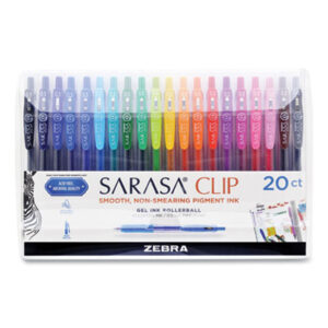 (ZEB47220)ZEB 47220 – Sarasa Clip Gel Pen, Retractable, Fine 0.5 mm, Assorted Ink and Barrel Colors, 20/Pack by ZEBRA PEN CORP. (20/ST)