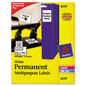 ID Labels; Label; Labels; Laser; Laser Printer; Inkjet; Inkjet Printer; Permanent; Self-Adhesive; White; Identifications; Classifications; Stickers; Shipping; Receiving; Mailrooms; AVERY