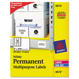 ID Labels; Label; Labels; Laser; Laser Printer; Inkjet; Inkjet Printer; Permanent; Self-Adhesive; White; Identifications; Classifications; Stickers; Shipping; Receiving; Mailrooms; AVERY