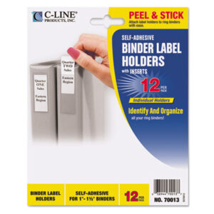 1-1/2" Binder Capacity; C-LINE; Clear; Holder; Label; Label Holders; Self-Adhesive; Inserts; Windows; Sleeves; Identifications; Classifications; identifiers