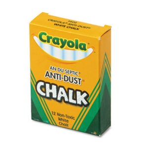 Anti-Dust; Blackboards & Supplies; Boards; Boards & Accessories; Chalk; Chalk/Accessories; Chalkboard; Chalkboards & Supplies; CRAYOLA; Crayola Chalk; Low Dust; Nontoxic; White; Teachers; Education; Classrooms; Blackboards; Chalkboards