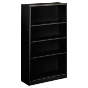 Office Furniture; Black; Book; Book Shelf; Book Shelves; Bookcase; Bookcases; Four-Shelf; Furniture; Metal; Shelf; Racks; Ledges; Trestles; Books; Adjustable shelves; HON