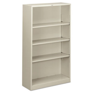 Office Furniture; Book; Book Shelf; Book Shelves; Bookcase; Bookcases; Four-Shelf; Furniture; Light Gray; Metal; Shelf; Racks; Ledges; Trestles; Books; Adjustable shelves; HON