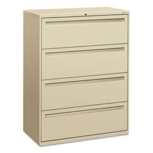 Office Furniture; 42" Wide; 700 Series; Cabinet; Drawer; File Cabinet; File Cabinets; Four-Drawer; Lateral File; Metal; Putty; Filing; Systems; Receptacles; Organization; Furniture; Files; Brigade; HON