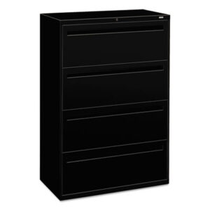 Office Furniture; 36" Wide; 700 Series; Black; Cabinet; Drawer; File Cabinet; File Cabinets; Four-Drawer; Lateral File; Metal; Filing; Systems; Receptacles; Organization; Furniture; Files; Brigade; HON