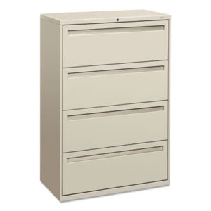 Office Furniture; 36" Wide; 700 Series; Cabinet; Drawer; File Cabinet; File Cabinets; Four-Drawer; Lateral File; Light Gray; Metal; Filing; Systems; Receptacles; Organization; Furniture; Files; Brigade; HON